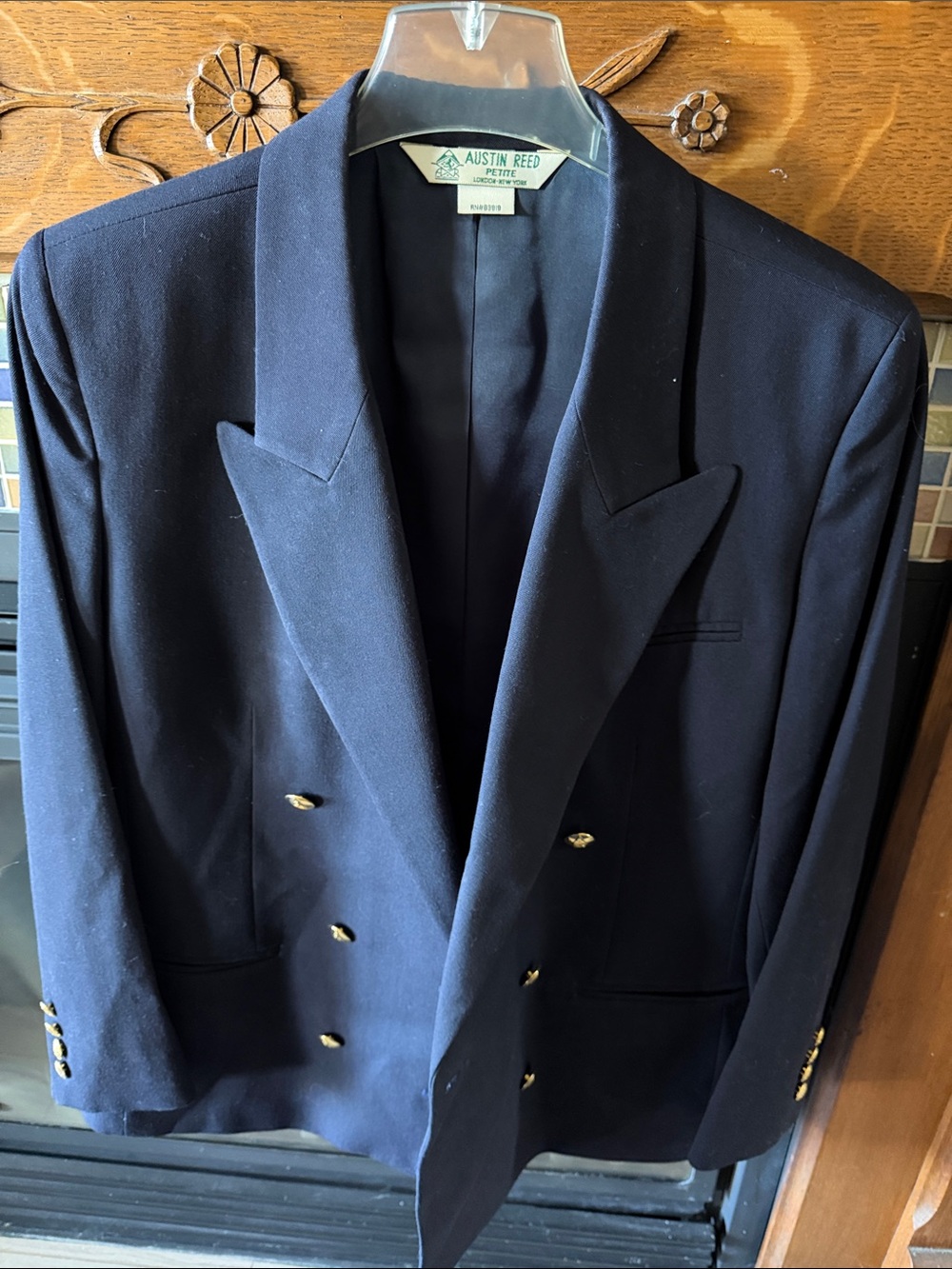 Austin Reed Navy Double-Breasted Blazer with Gold Buttons